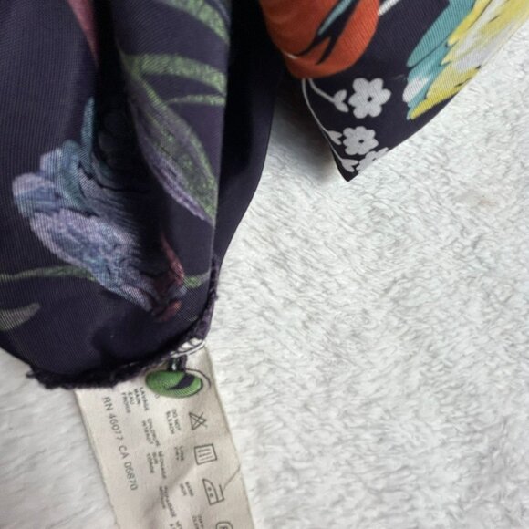 Esprit Collection Women's Floral Print Collared Button Up Shirt Black/Red Medium - Picture 4 of 8